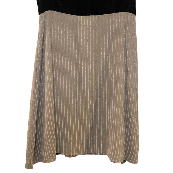 Neiman Marcus Siri‎ 90s Vintage Brown Velvet Striped Silk Empire Mini Dress 6 - Picture 4 of 6